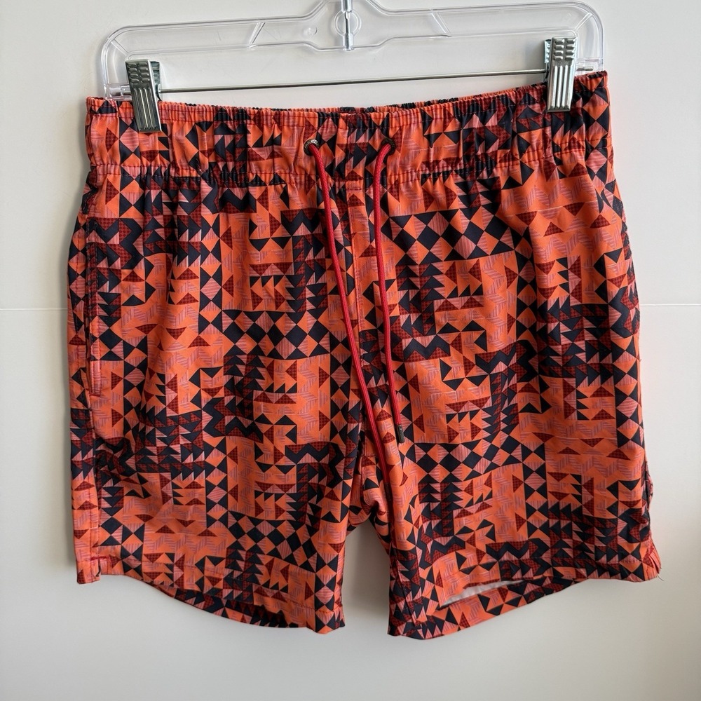 Mr. Swim‎ Geometric Print Lined Beach Swim Shorts Trunks Men's Small Orange